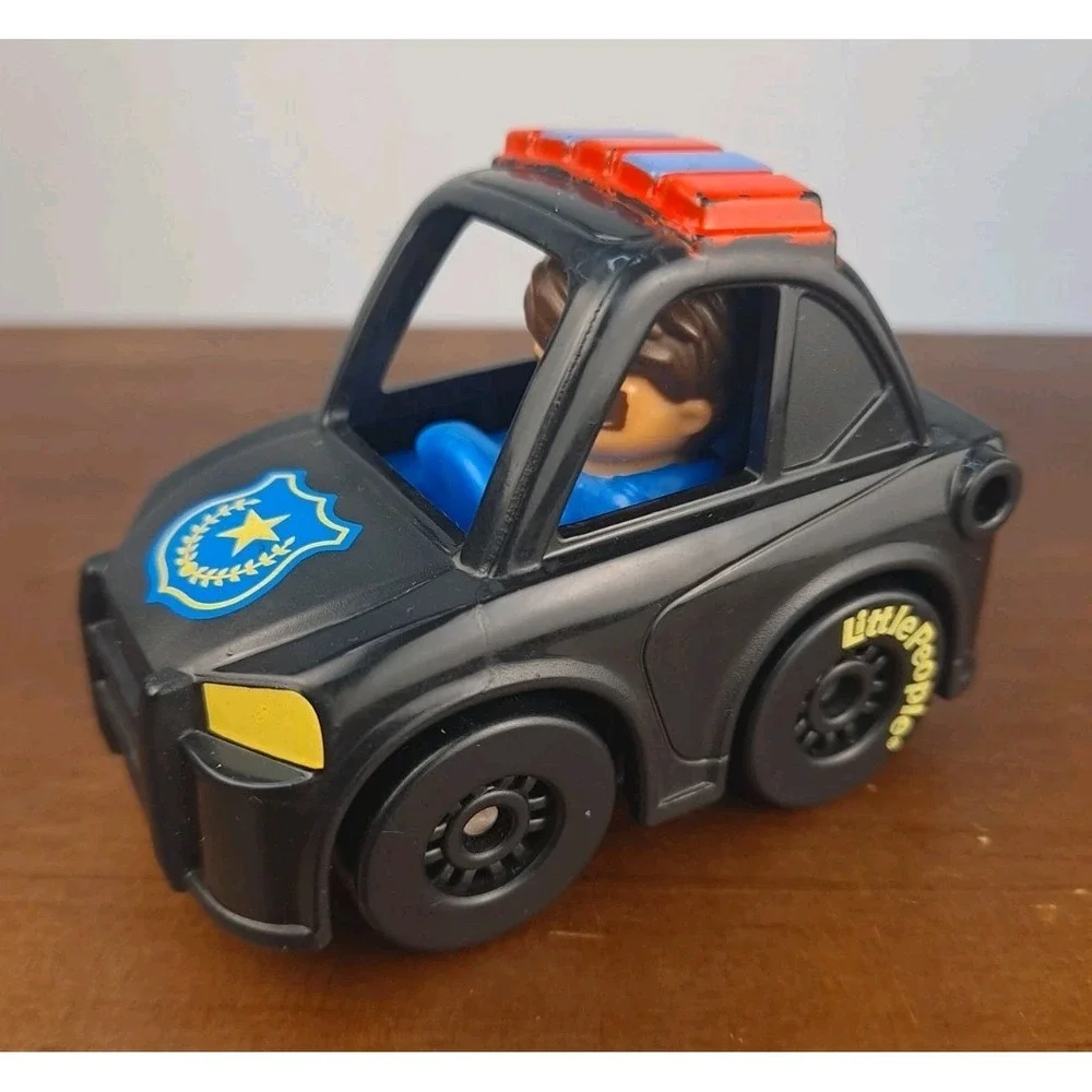 Fisher Price Little People Wheelies Police Car Driver 2019 Black Vehicle